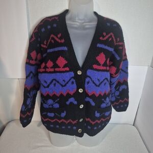 Harold's Vibrant Black and Blue Cardigan
